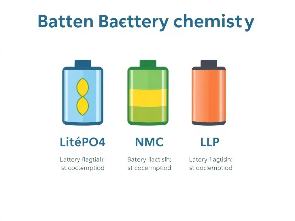 A visual representation of different battery chemistries (LiFePO4, NMC, etc.) with a brief description of each. The image is used to explain the different types of battery chemistries used in battery power stations.