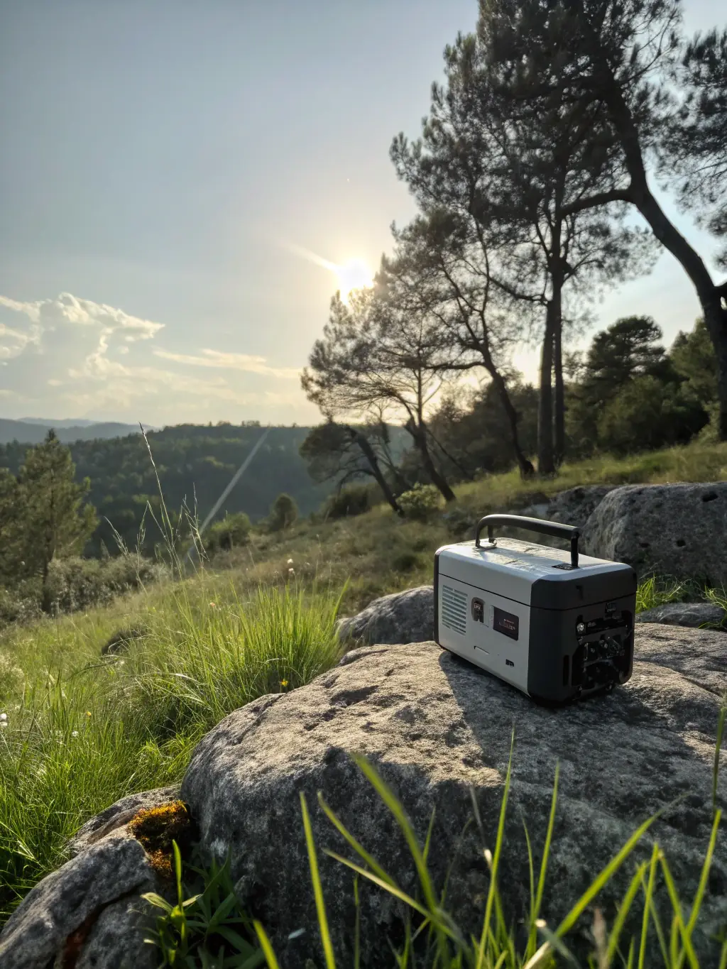 A person easily carrying a compact battery power station in one hand, highlighting its portability.