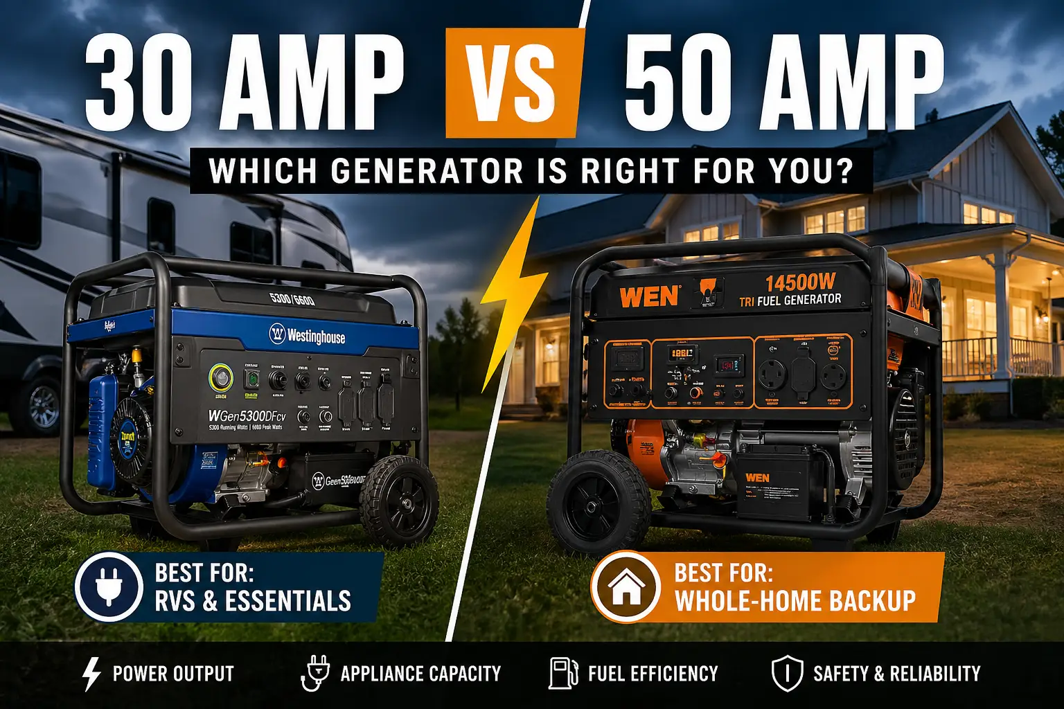 30 Amp vs 50 Amp Generator